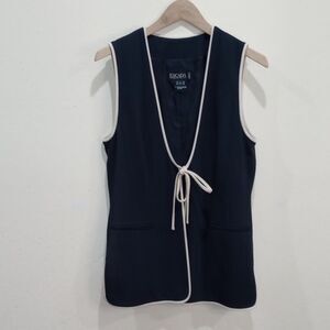 Escada By Margaretha Ley Navy Blue Wool Crepe Vest, Size 36 / USA 6 - 80s